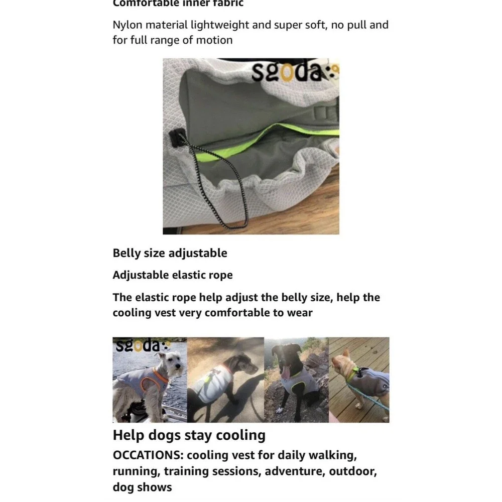 Truelove TLG2511 Dog Cooling Vest Reflective Nylon Gray/Yellow Size L